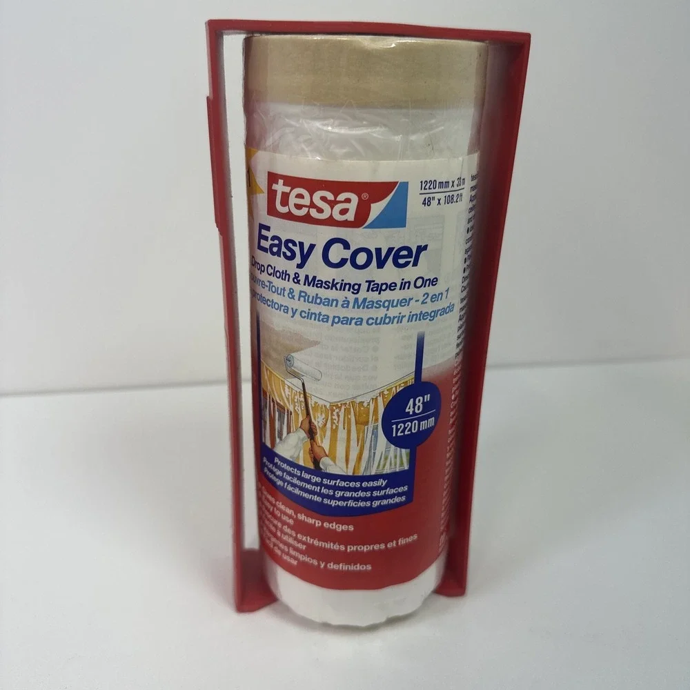 Tesa Easy Cover, Painters Plastic with Tape Adhesive 33m‎ x 1.4m(108ft x 4.6ft)
